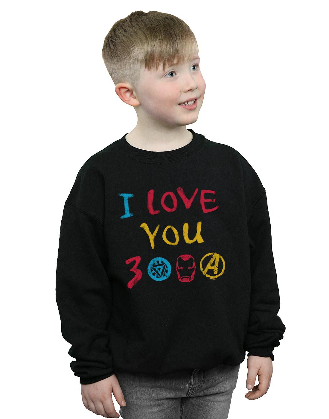 Black - Back - Marvel Boys Avengers Endgame I Love You 3000 Crayons Sweatshirt
