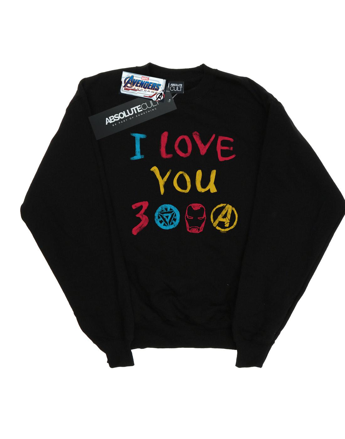 Black - Front - Marvel Boys Avengers Endgame I Love You 3000 Crayons Sweatshirt