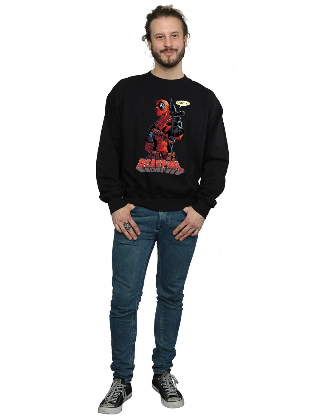 Black - Close up - Deadpool Mens Hey You Cotton Sweatshirt