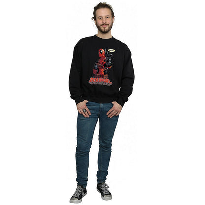Black - Side - Deadpool Mens Hey You Cotton Sweatshirt