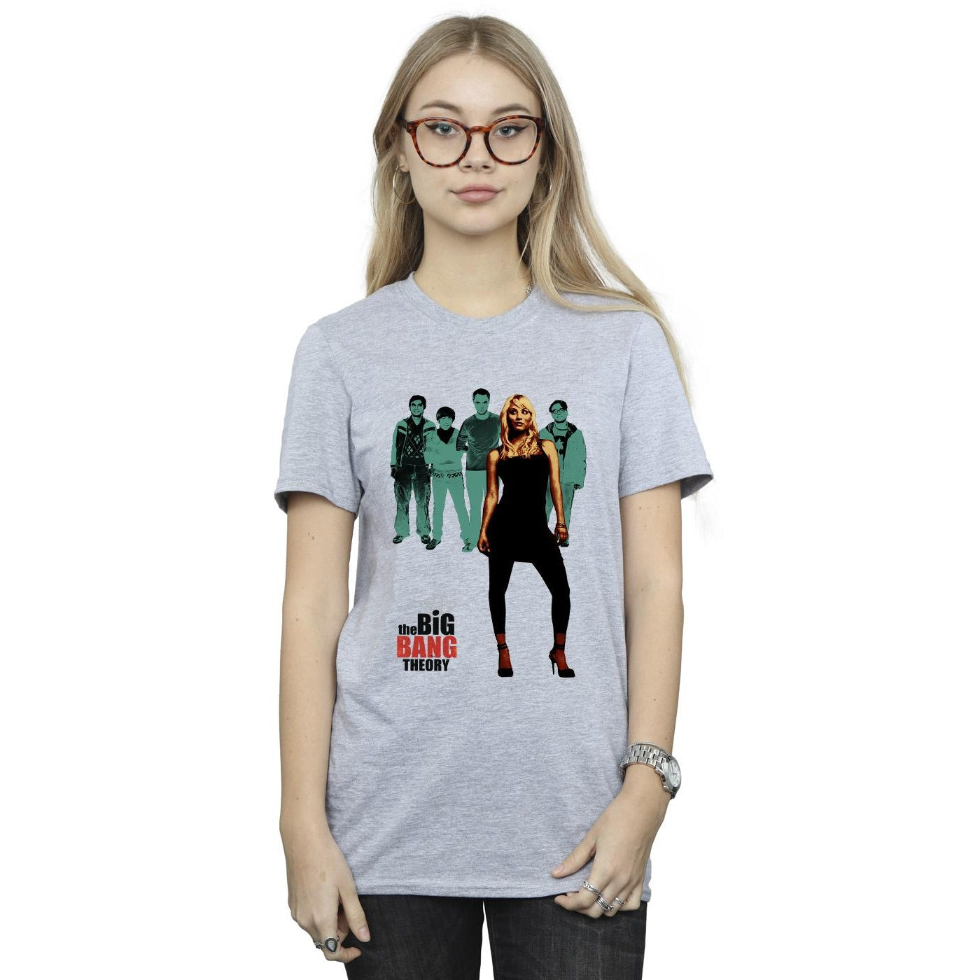Sports Grey - Back - The Big Bang Theory Womens-Ladies Penny Standing Cotton Boyfriend T-Shirt