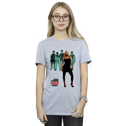 Sports Grey - Back - The Big Bang Theory Womens-Ladies Penny Standing Cotton Boyfriend T-Shirt