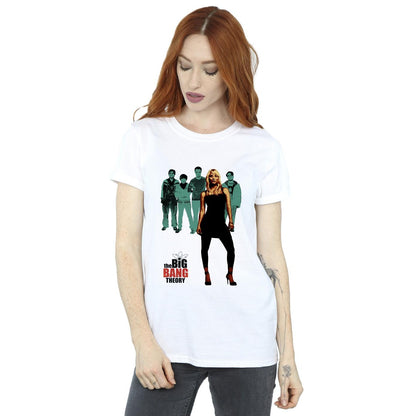 White - Back - The Big Bang Theory Womens-Ladies Penny Standing Cotton Boyfriend T-Shirt