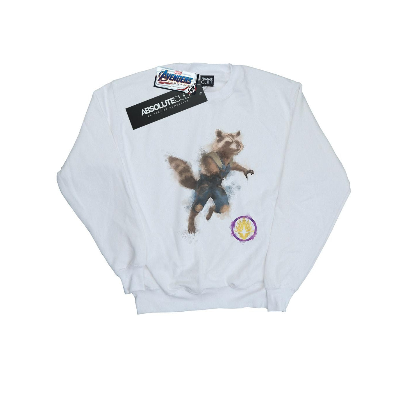 White - Front - Marvel Girls Avengers Endgame Painted Rocket Sweatshirt