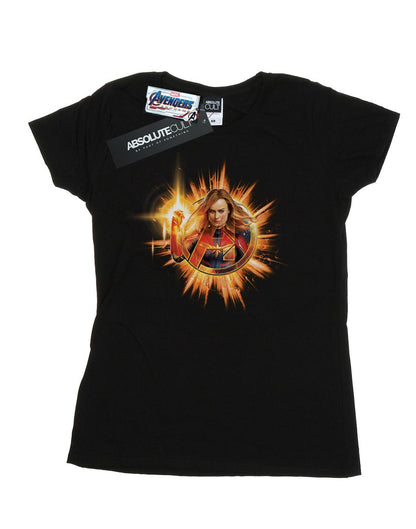 Black - Front - Marvel Womens-Ladies Avengers Endgame Captain Marvel Blast Cotton T-Shirt