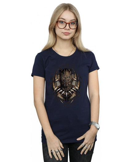 Navy Blue - Back - Marvel Womens-Ladies Black Panther Gold Killmonger Cotton T-Shirt