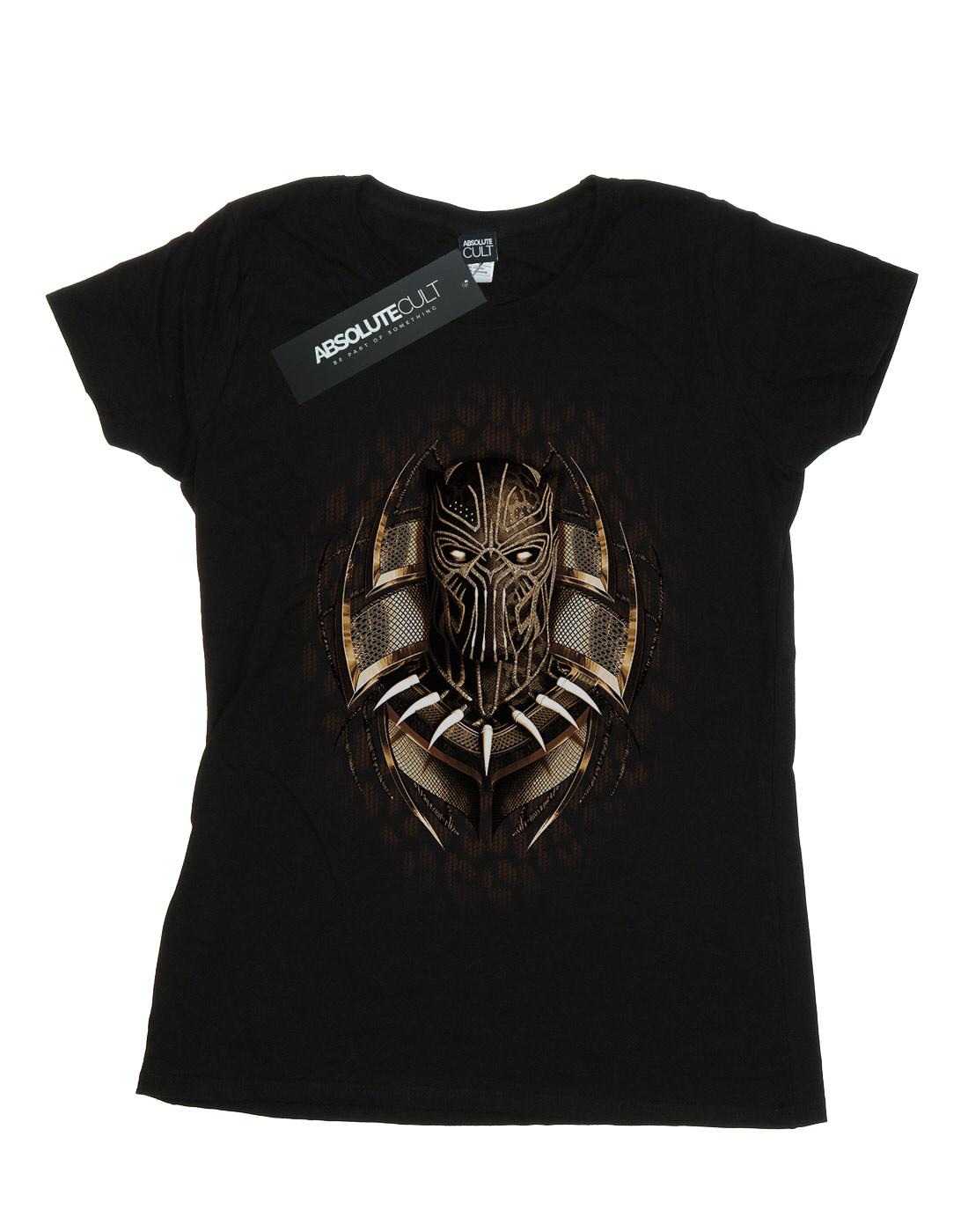 Black - Pack Shot - Marvel Womens-Ladies Black Panther Gold Killmonger Cotton T-Shirt