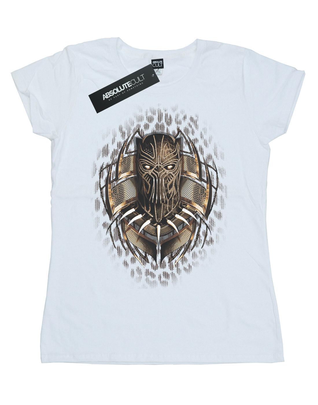White - Pack Shot - Marvel Womens-Ladies Black Panther Gold Killmonger Cotton T-Shirt