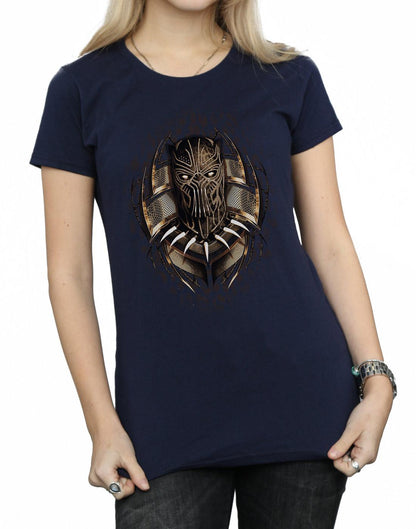Navy Blue - Side - Marvel Womens-Ladies Black Panther Gold Killmonger Cotton T-Shirt
