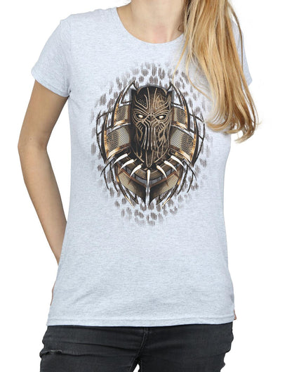 Sports Grey - Back - Marvel Womens-Ladies Black Panther Gold Killmonger Cotton T-Shirt