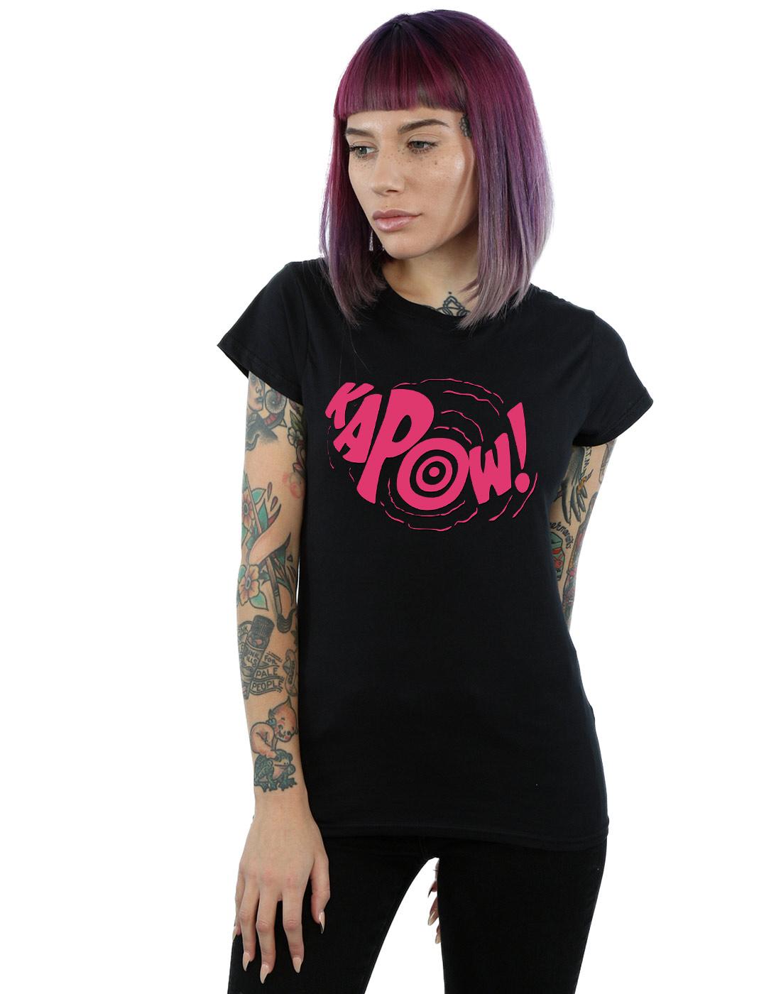 Black - Front - DC Comics Womens-Ladies Batman TV Series Kapow Cotton T-Shirt