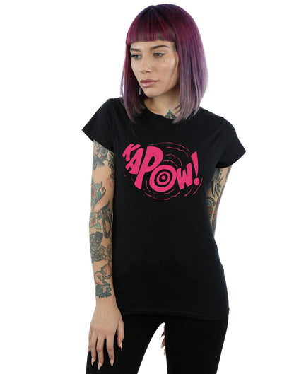 Black - Front - DC Comics Womens-Ladies Batman TV Series Kapow Cotton T-Shirt