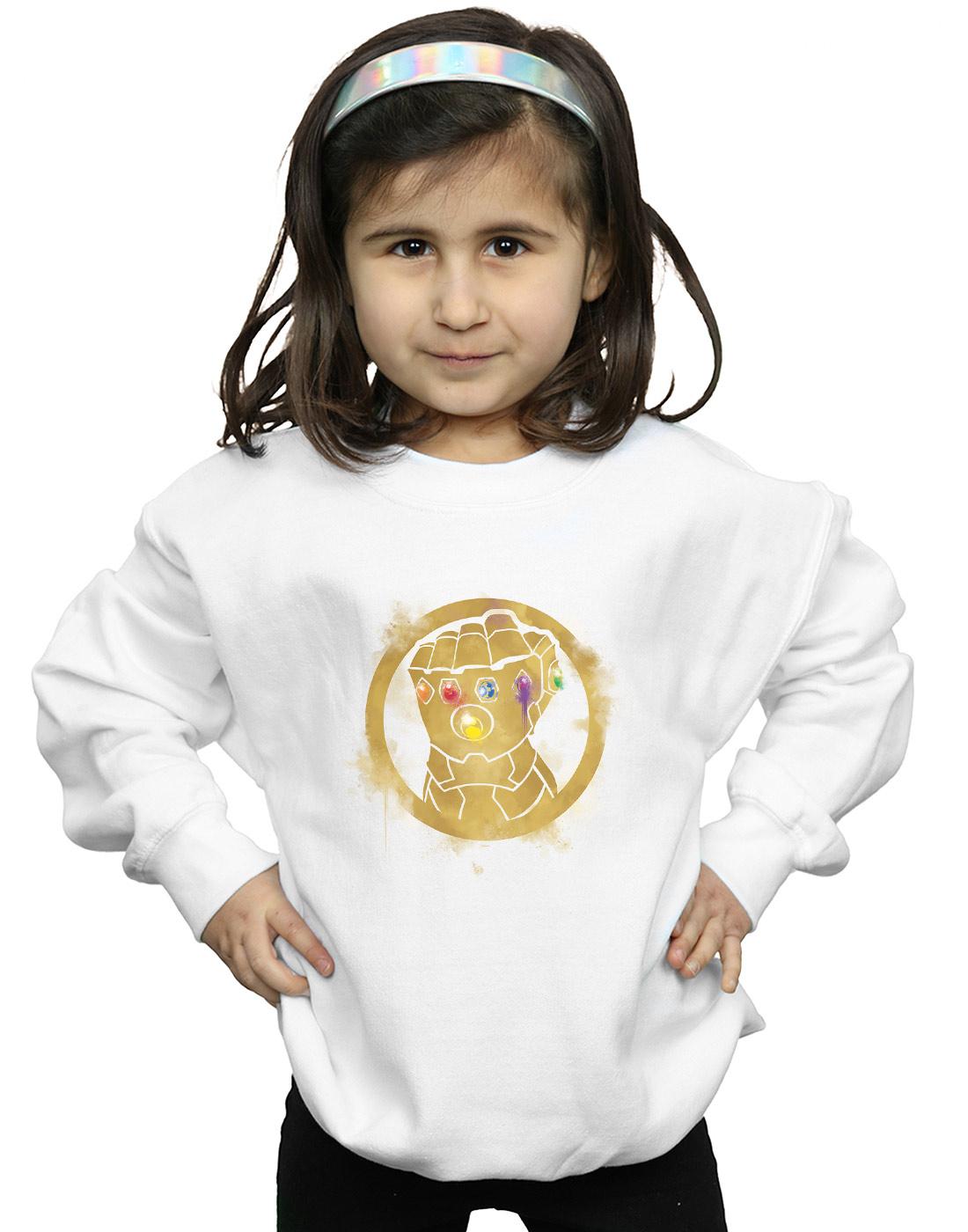White - Back - Marvel Girls Avengers Endgame Painted Infinity Gauntlet Sweatshirt