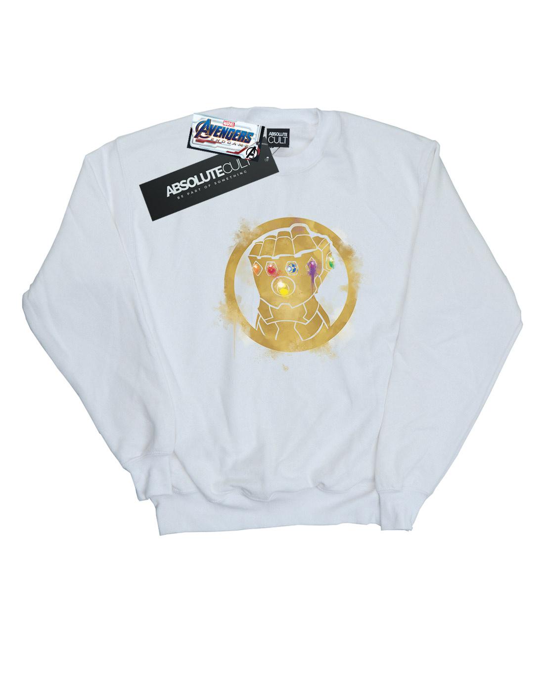 White - Front - Marvel Girls Avengers Endgame Painted Infinity Gauntlet Sweatshirt