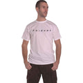 White - Side - Friends Mens Logo Cotton T-Shirt