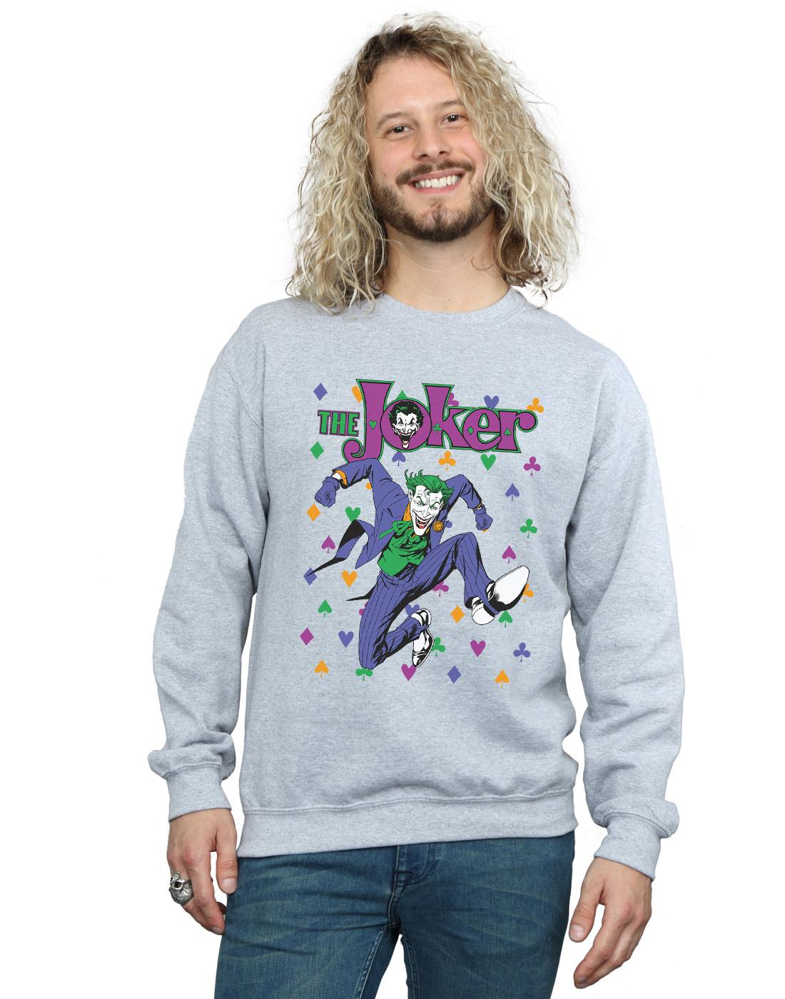 Sports Grey - Back - DC Comics Mens Batman Joker Cards Jump Cotton Sweatshirt
