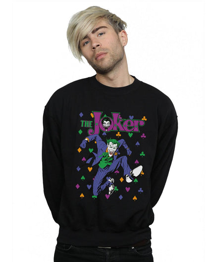 Black - Front - DC Comics Mens Batman Joker Cards Jump Cotton Sweatshirt
