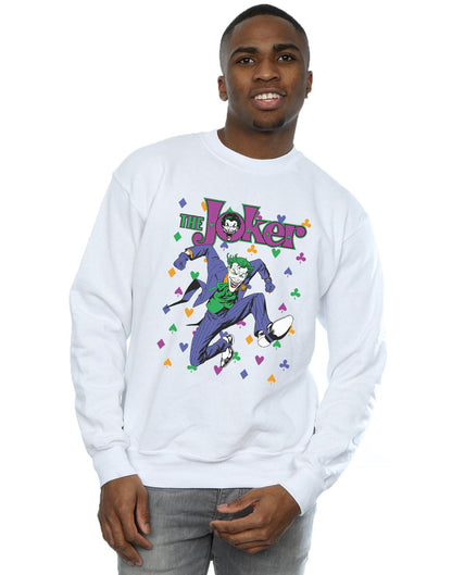 White - Front - DC Comics Mens Batman Joker Cards Jump Cotton Sweatshirt