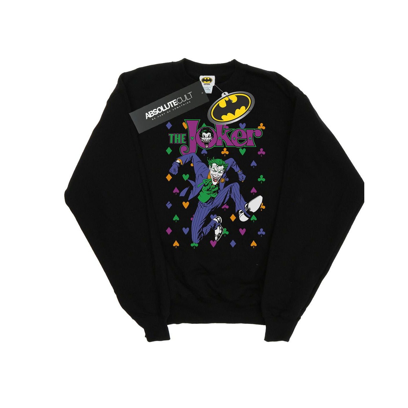 Black - Side - DC Comics Mens Batman Joker Cards Jump Cotton Sweatshirt
