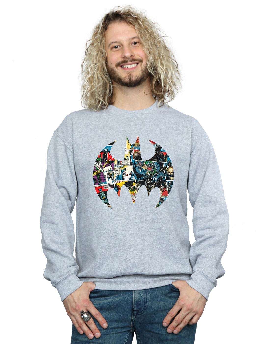 Sports Grey - Front - DC Comics Mens Batman Comic Book Logo Cotton Sweatshirt