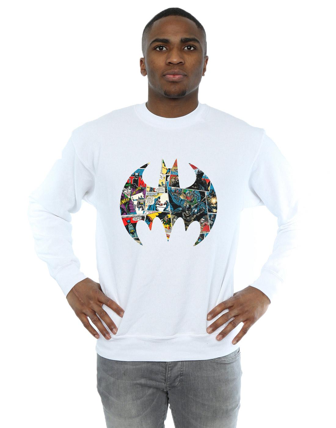 White - Front - DC Comics Mens Batman Comic Book Logo Cotton Sweatshirt