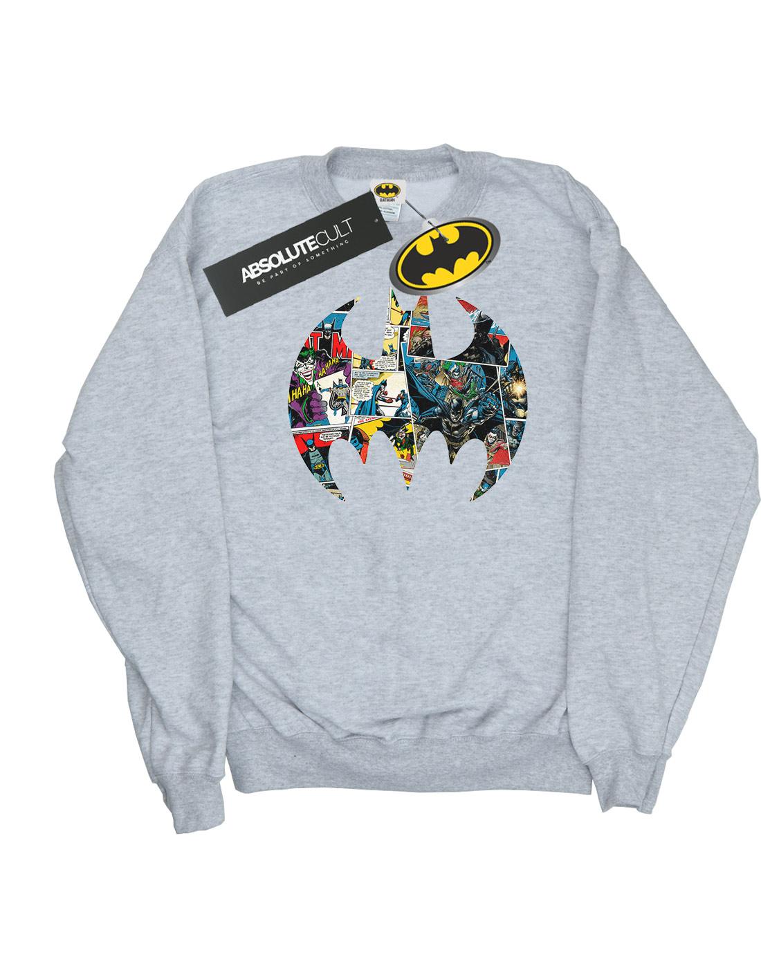 Sports Grey - Side - DC Comics Mens Batman Comic Book Logo Cotton Sweatshirt