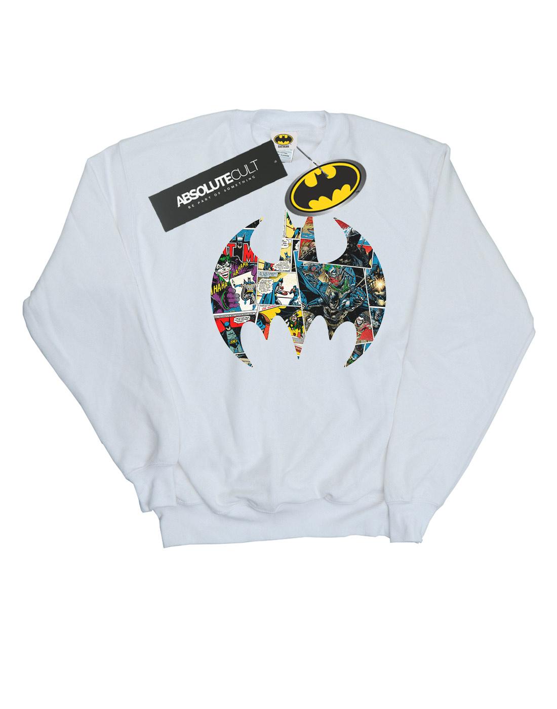 White - Side - DC Comics Mens Batman Comic Book Logo Cotton Sweatshirt