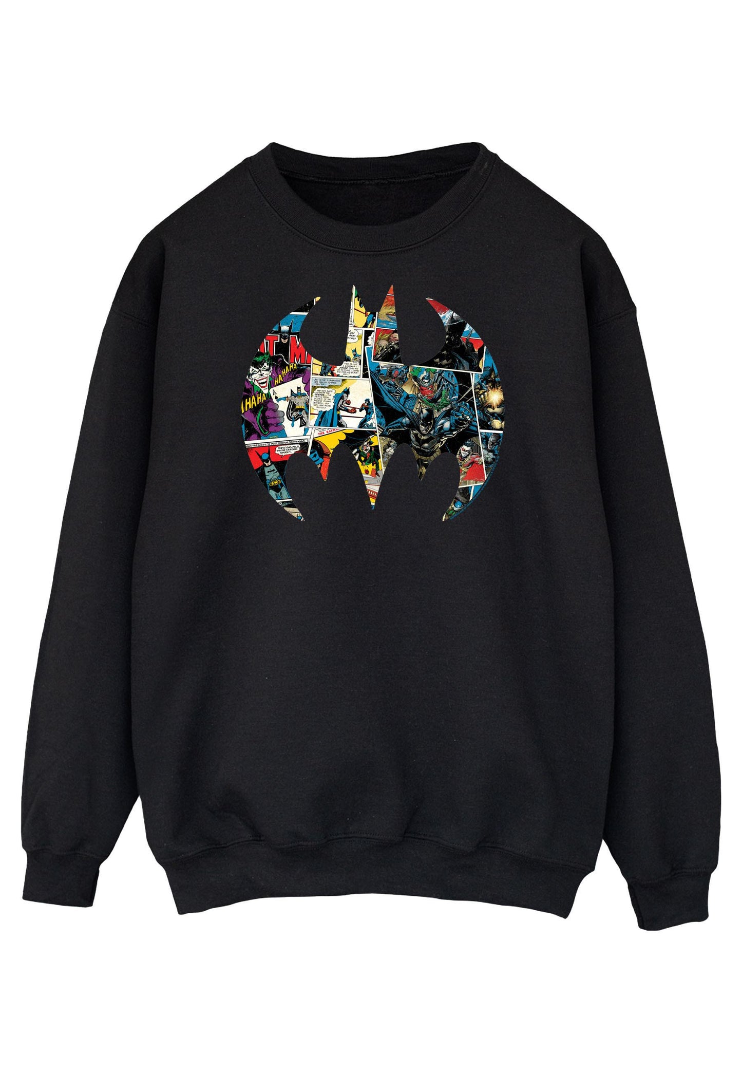 Black - Front - DC Comics Mens Batman Comic Book Logo Cotton Sweatshirt