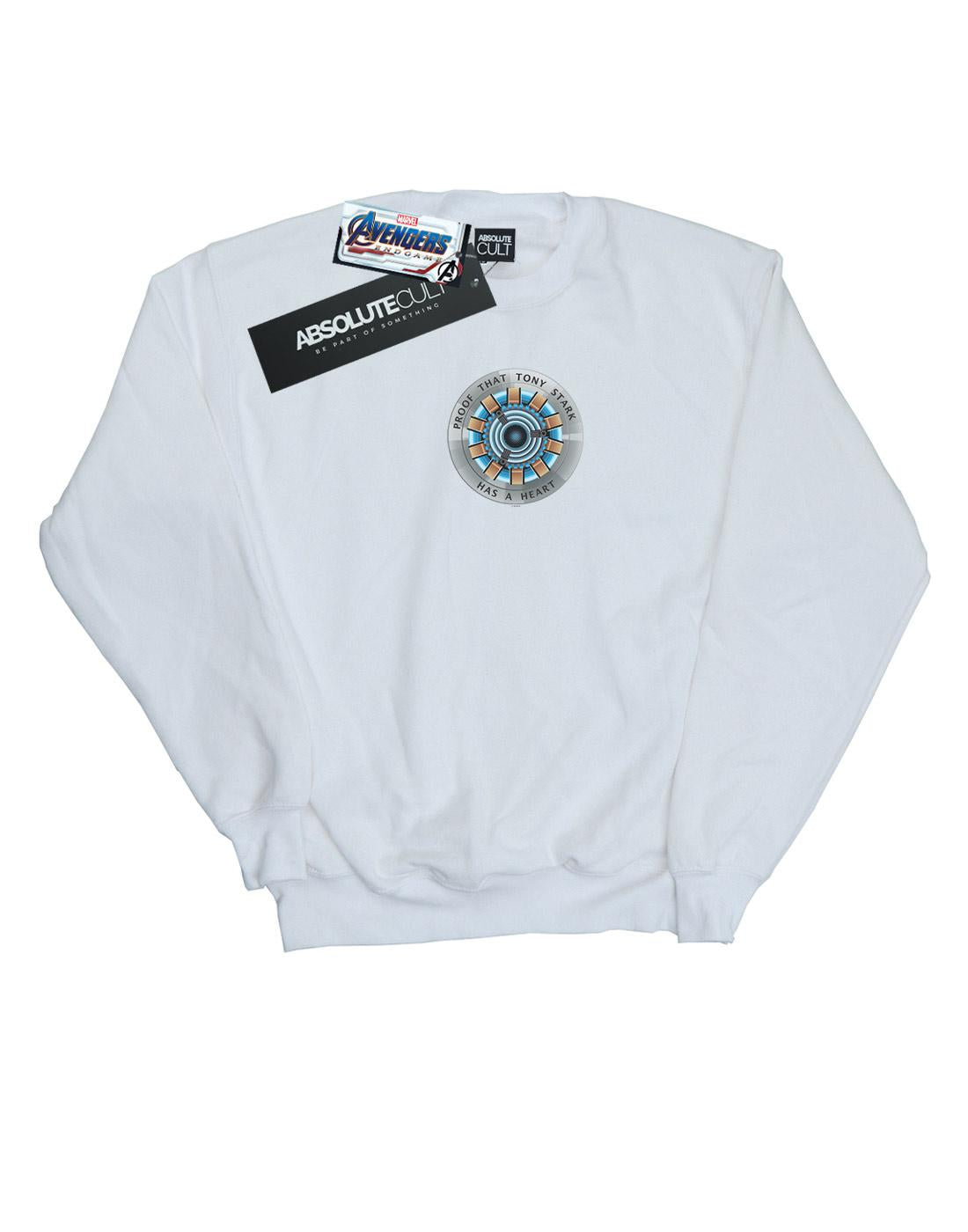 White - Front - Marvel Boys Avengers Endgame Tony Stark Heart Sweatshirt