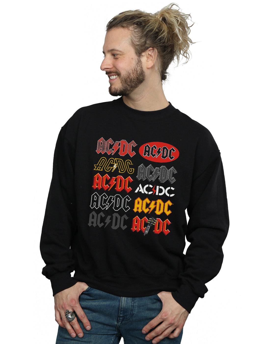 Black - Back - AC-DC Mens Multi Logos Cotton Sweatshirt