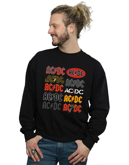 Black - Back - AC-DC Mens Multi Logos Cotton Sweatshirt