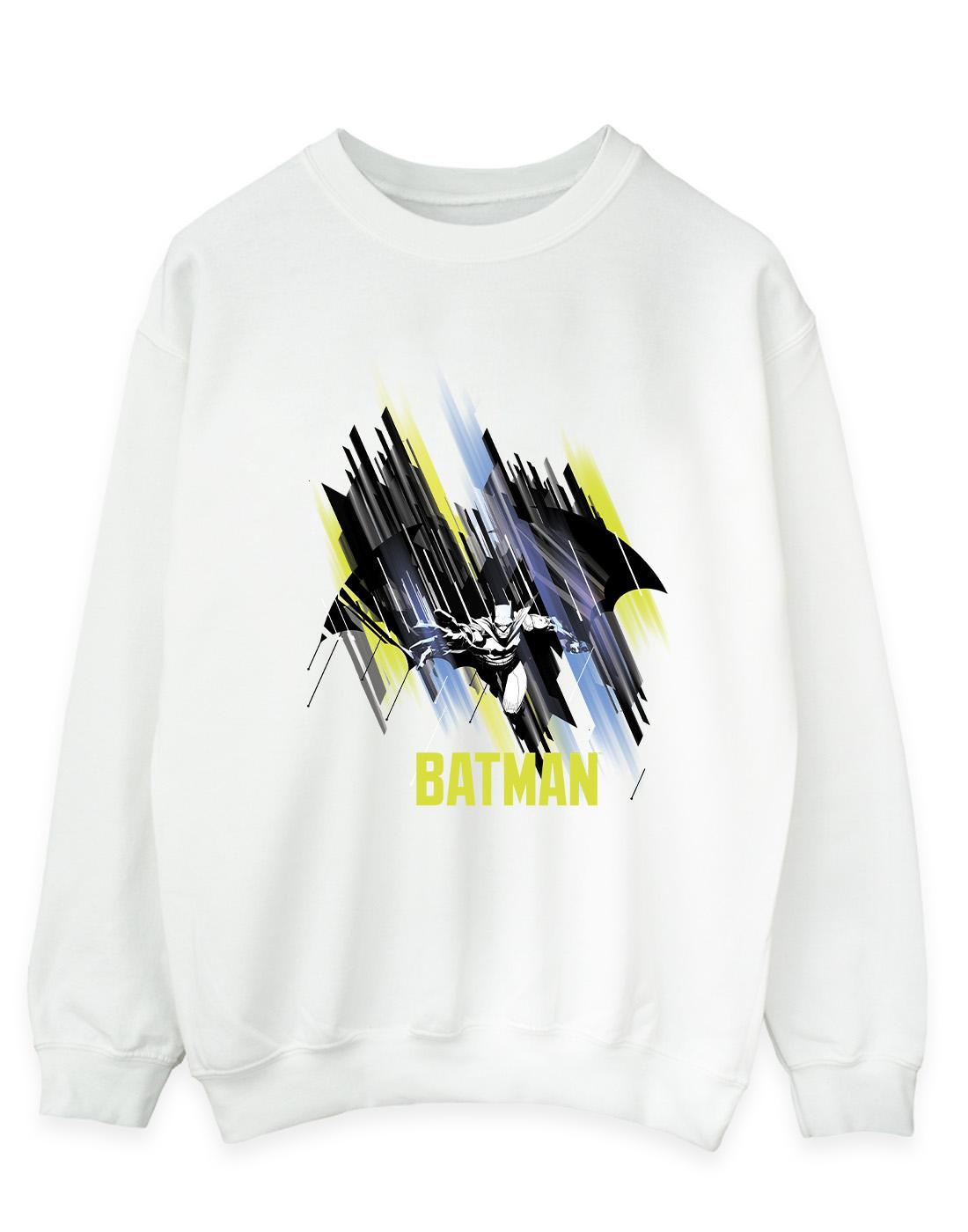 White - Front - DC Comics Mens Batman Flying Batman Cotton Sweatshirt