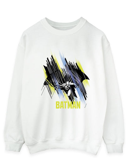 White - Front - DC Comics Mens Batman Flying Batman Cotton Sweatshirt