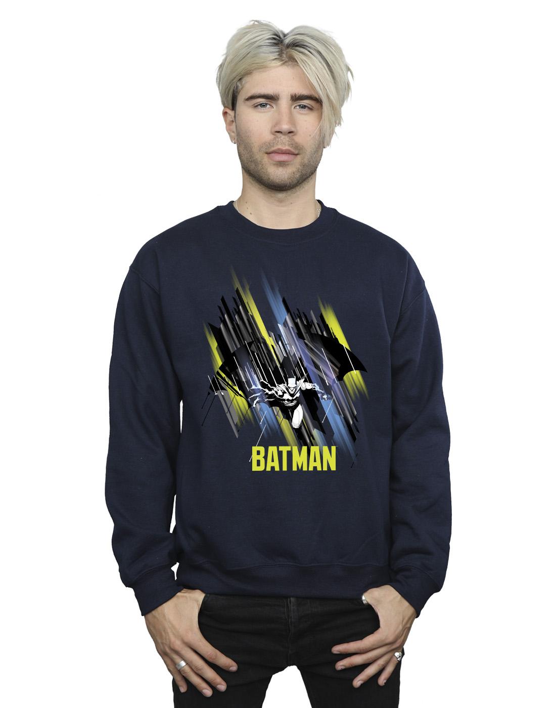 Navy Blue - Front - DC Comics Mens Batman Flying Batman Cotton Sweatshirt
