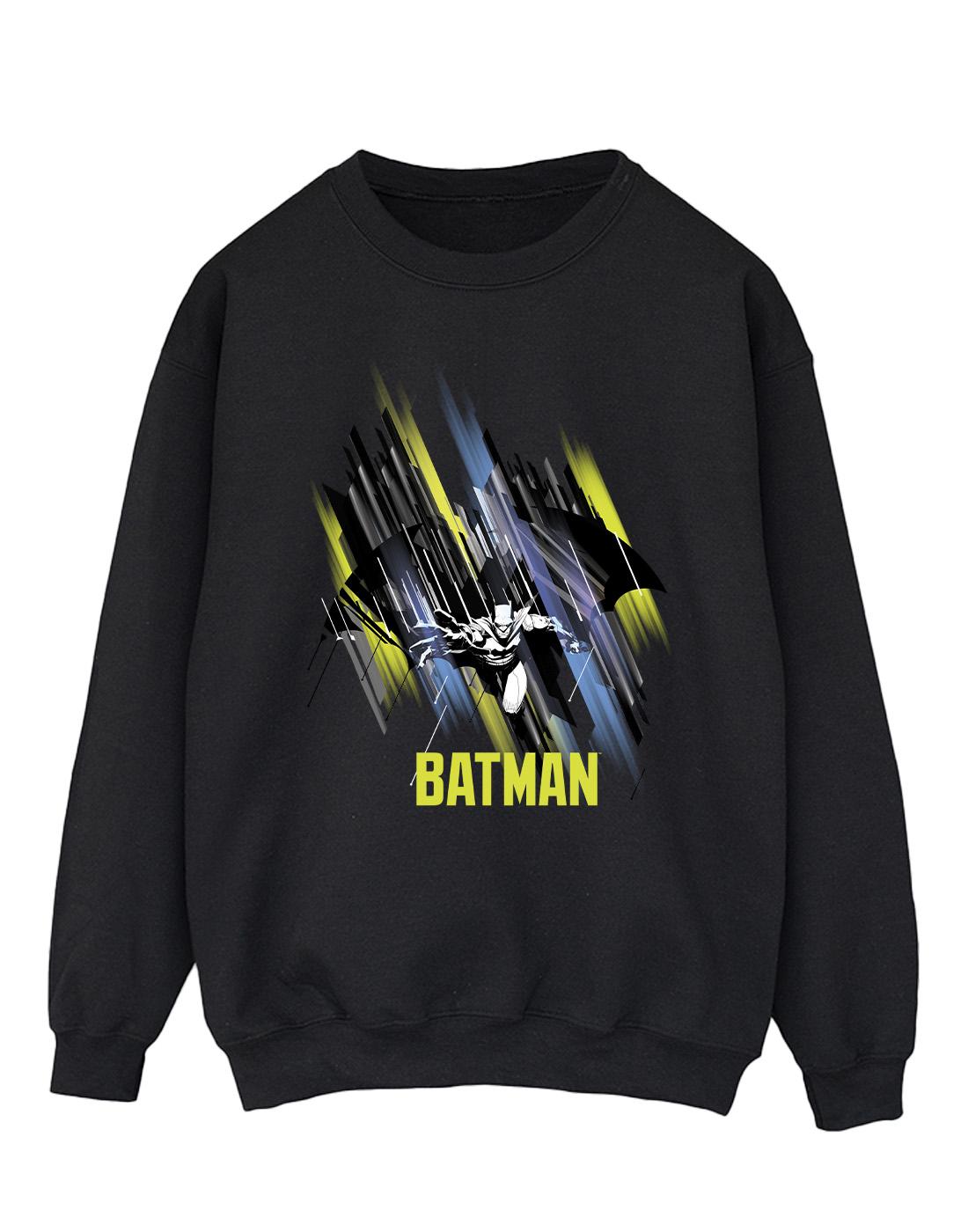 Black - Front - DC Comics Mens Batman Flying Batman Cotton Sweatshirt