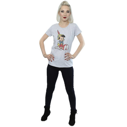 Heather Grey - Side - Pinocchio Womens-Ladies Classic Heather T-Shirt