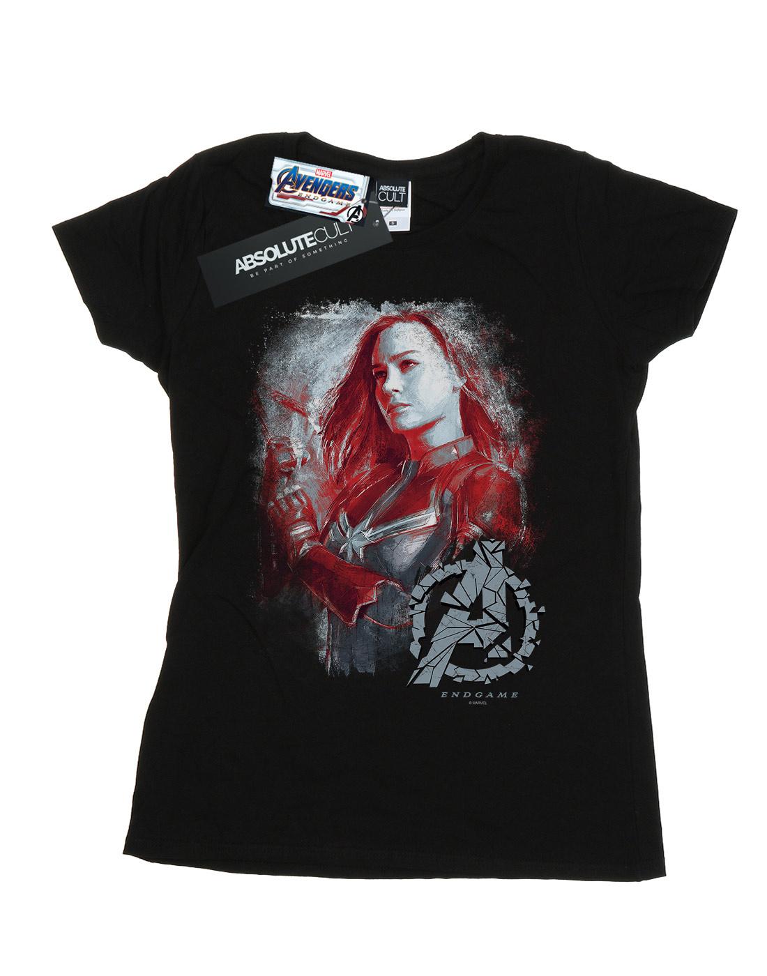 Black - Front - Marvel Womens-Ladies Avengers Endgame Captain Marvel Brushed Cotton T-Shirt