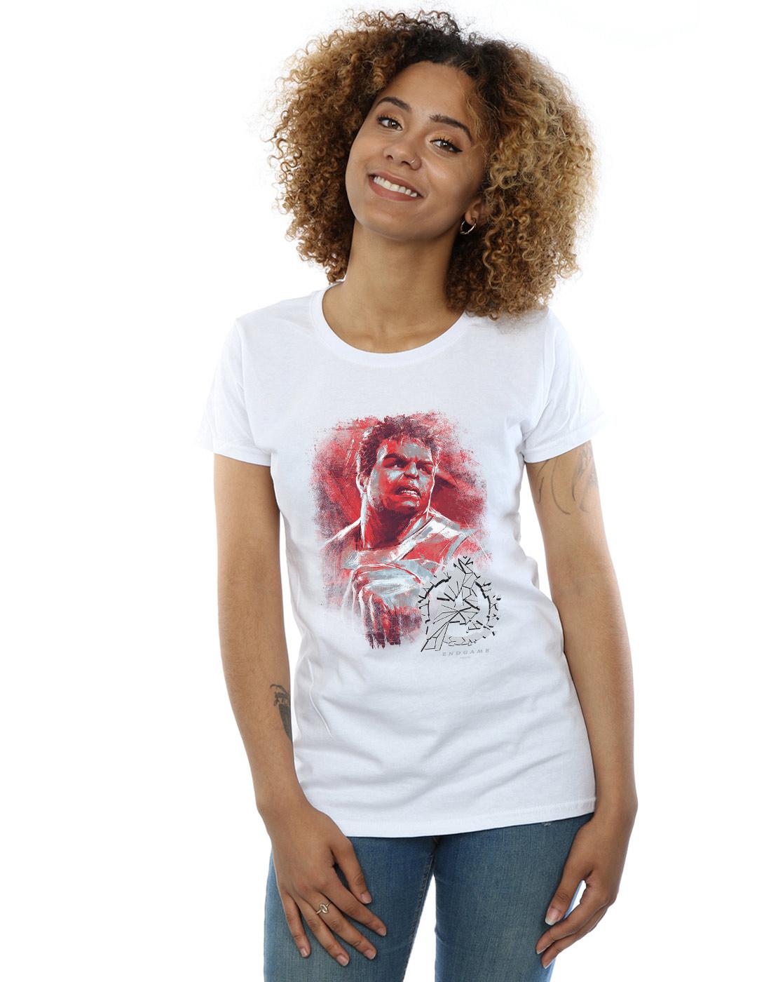 White - Back - Marvel Womens-Ladies Avengers Endgame Hulk Brushed Cotton T-Shirt