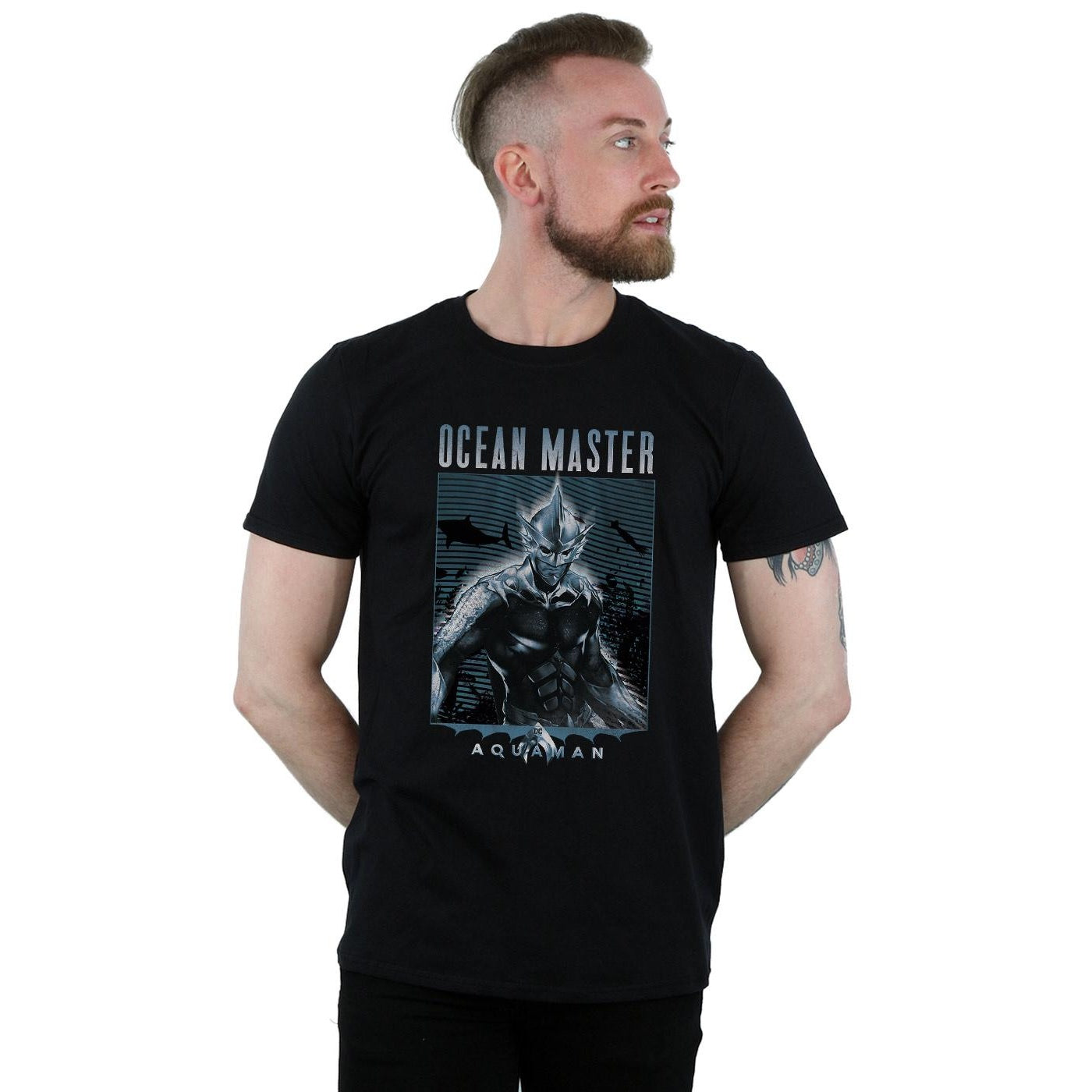 Black - Back - DC Comics Mens Aquaman Ocean Master T-Shirt