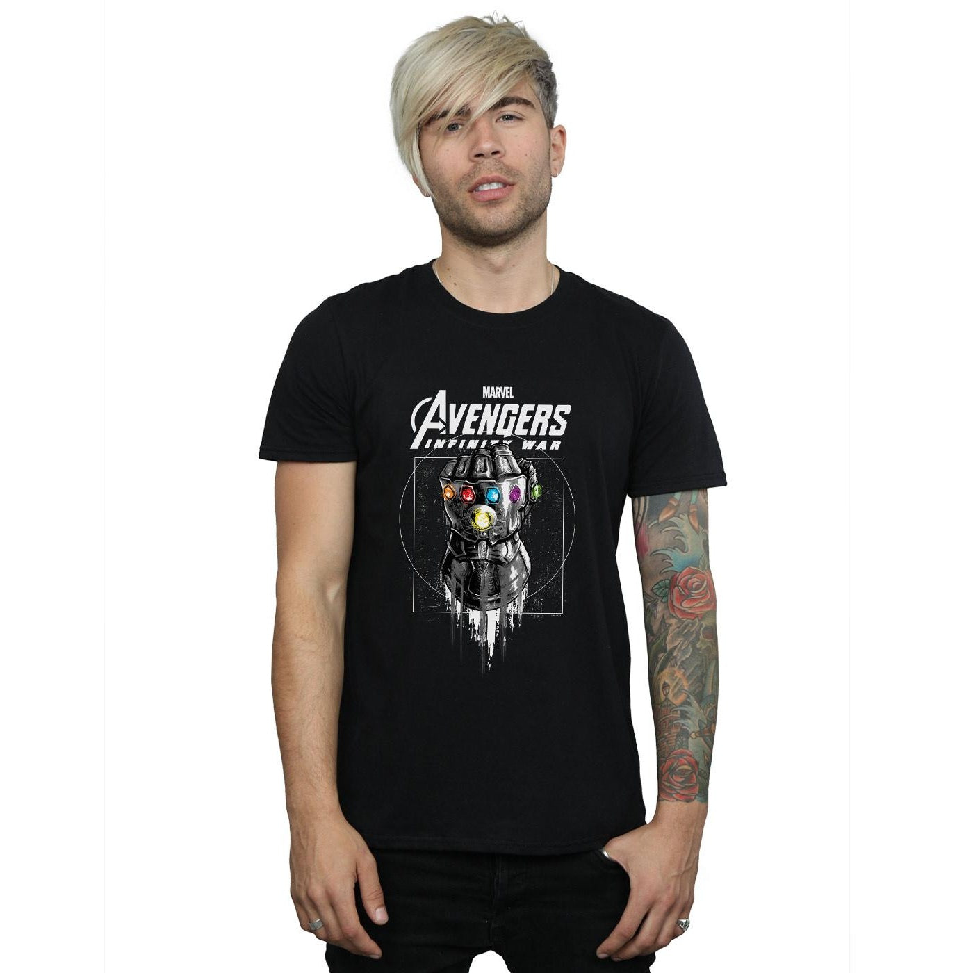 Black - Back - Marvel Mens Avengers Infinity War Gauntlet T-Shirt