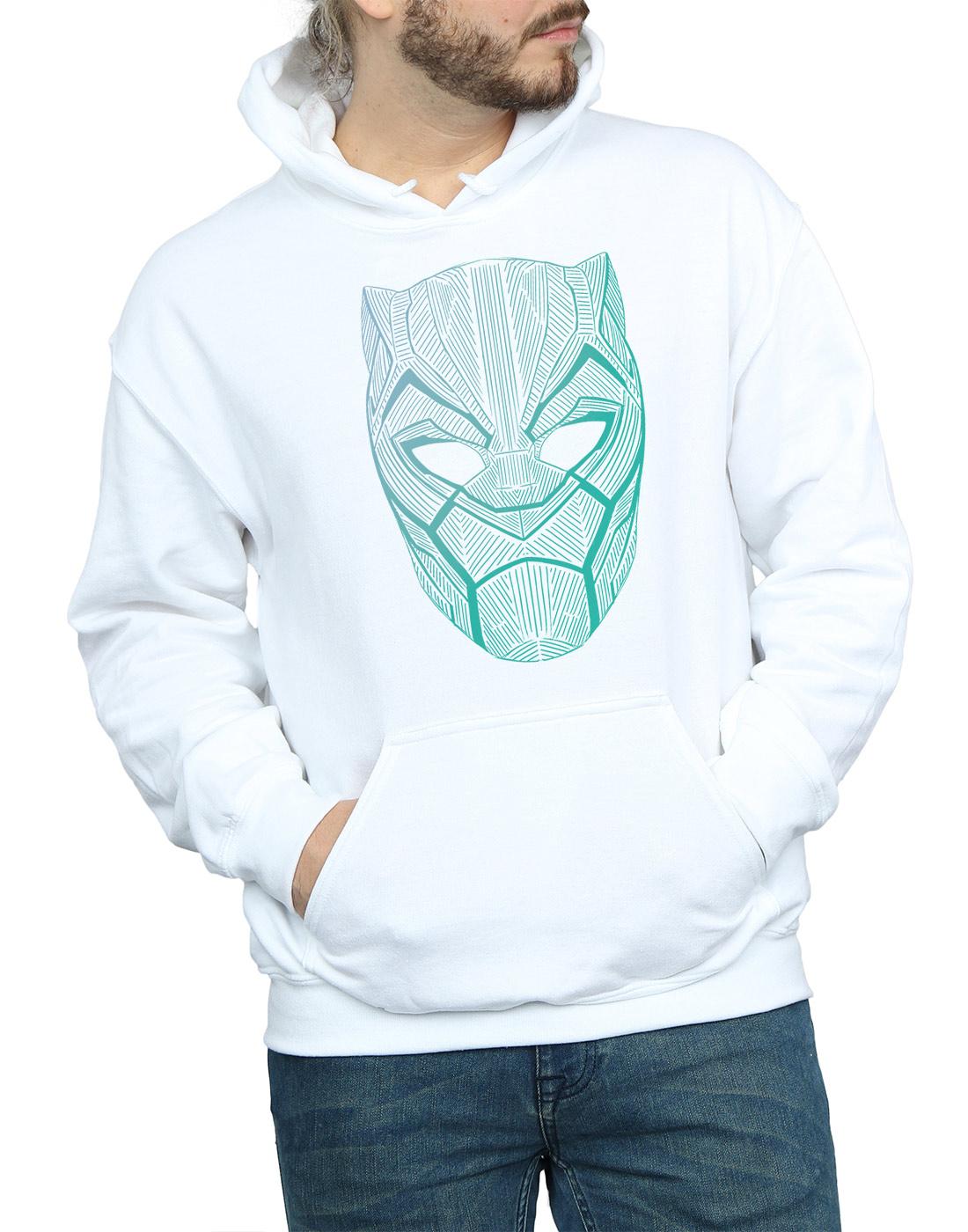 White - Side - Marvel Mens Black Panther Tribal Mask Hoodie