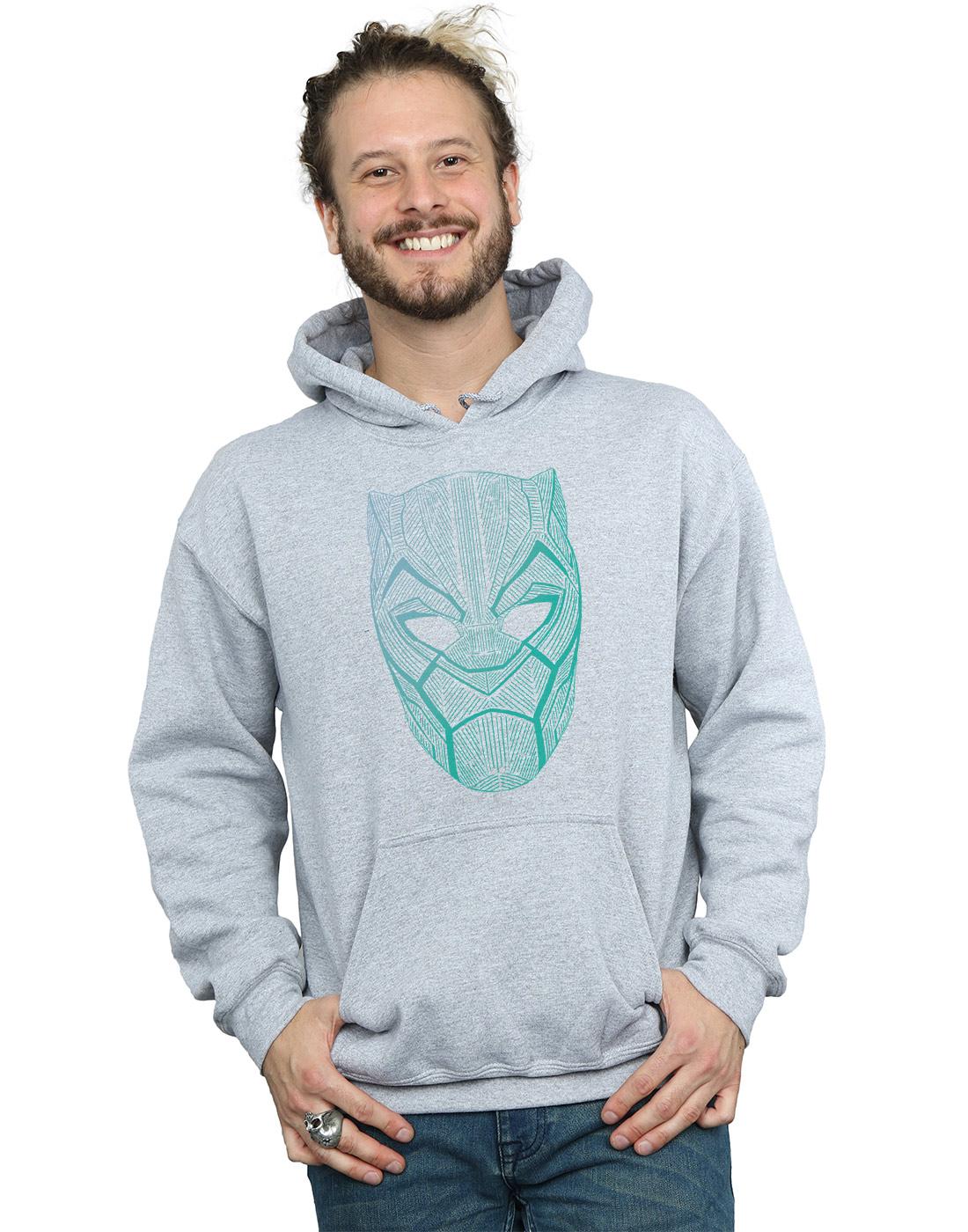 Sports Grey - Back - Marvel Mens Black Panther Tribal Mask Hoodie