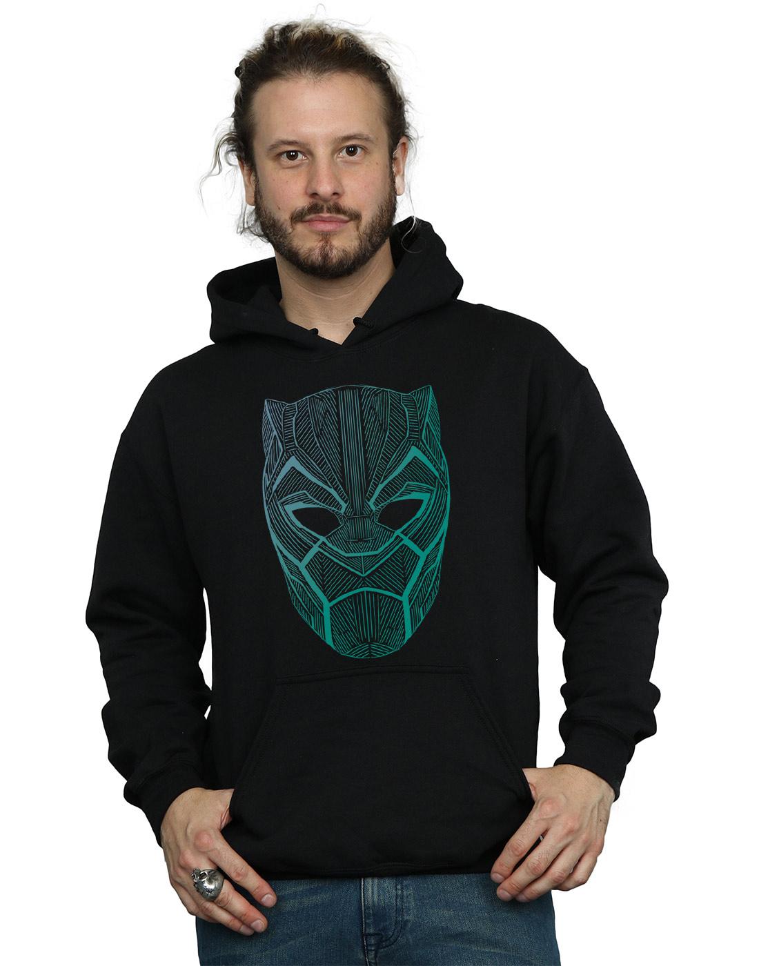 Black - Back - Marvel Mens Black Panther Tribal Mask Hoodie
