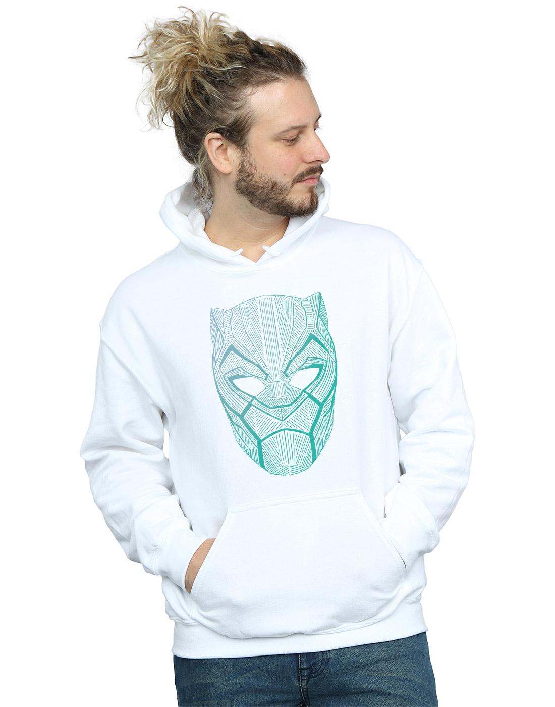 White - Back - Marvel Mens Black Panther Tribal Mask Hoodie