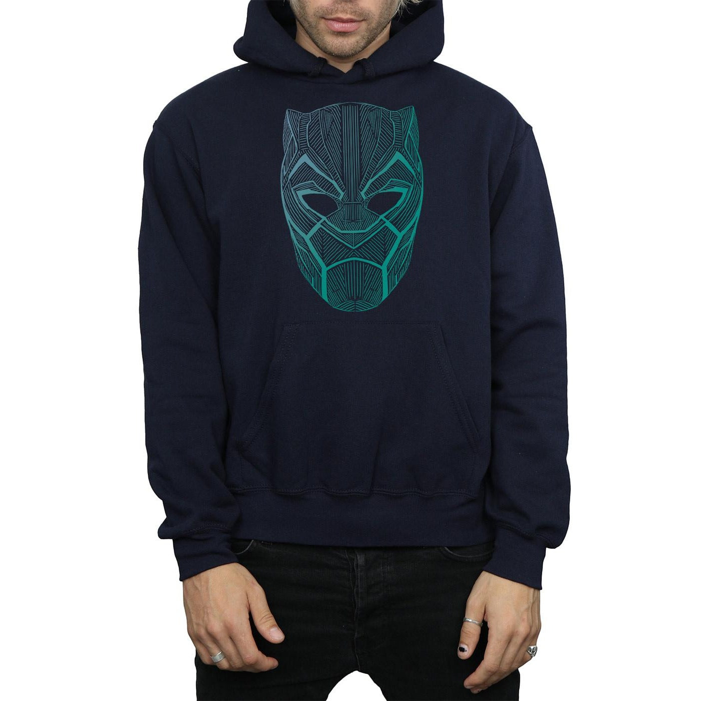 Navy Blue - Side - Marvel Mens Black Panther Tribal Mask Hoodie