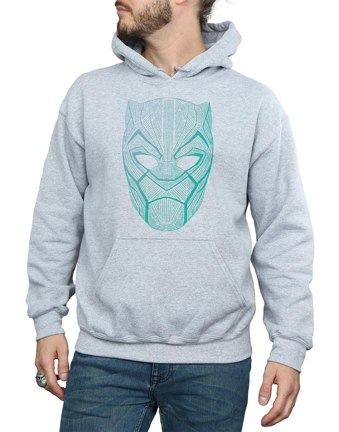 Sports Grey - Side - Marvel Mens Black Panther Tribal Mask Hoodie