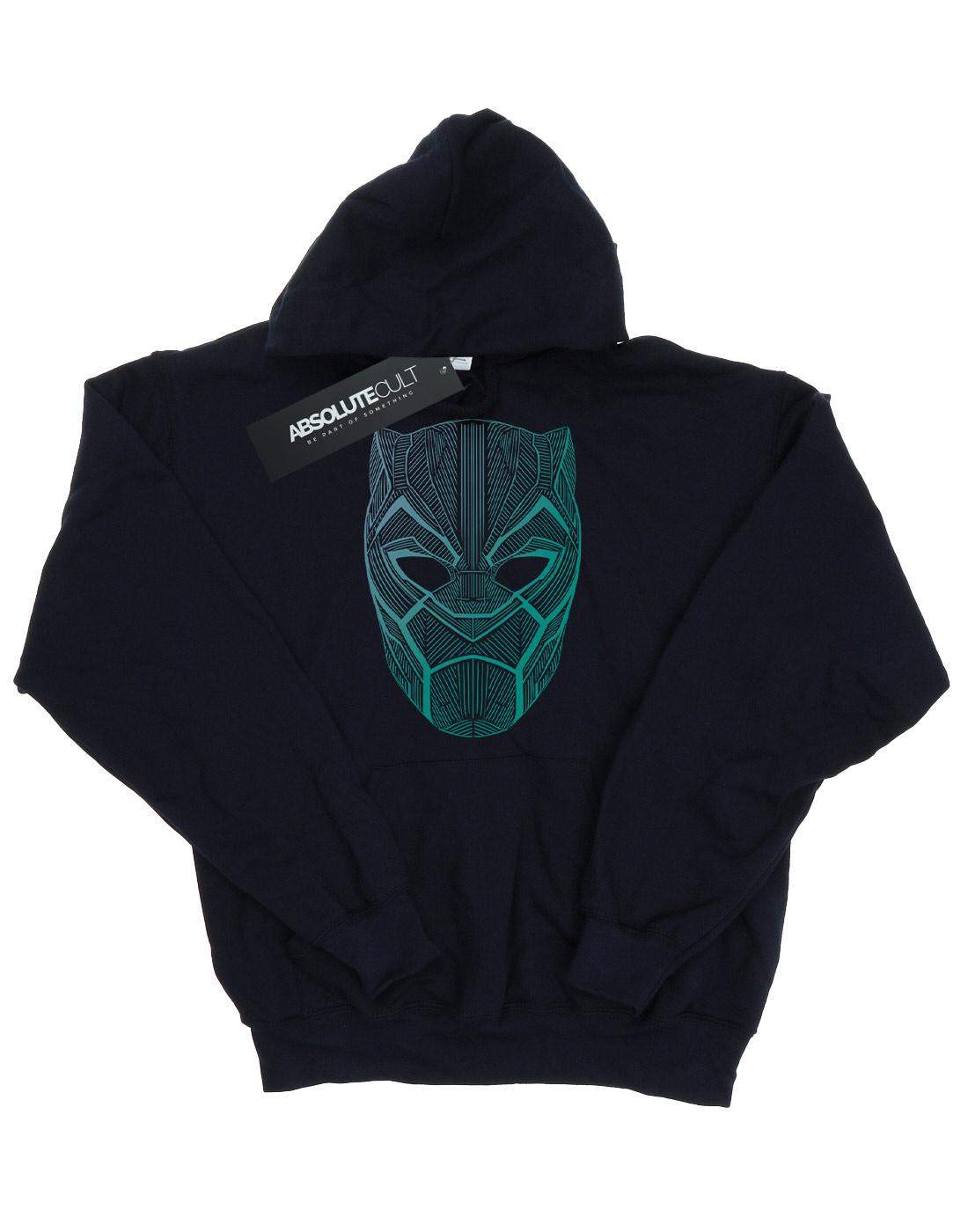 Navy Blue - Front - Marvel Mens Black Panther Tribal Mask Hoodie