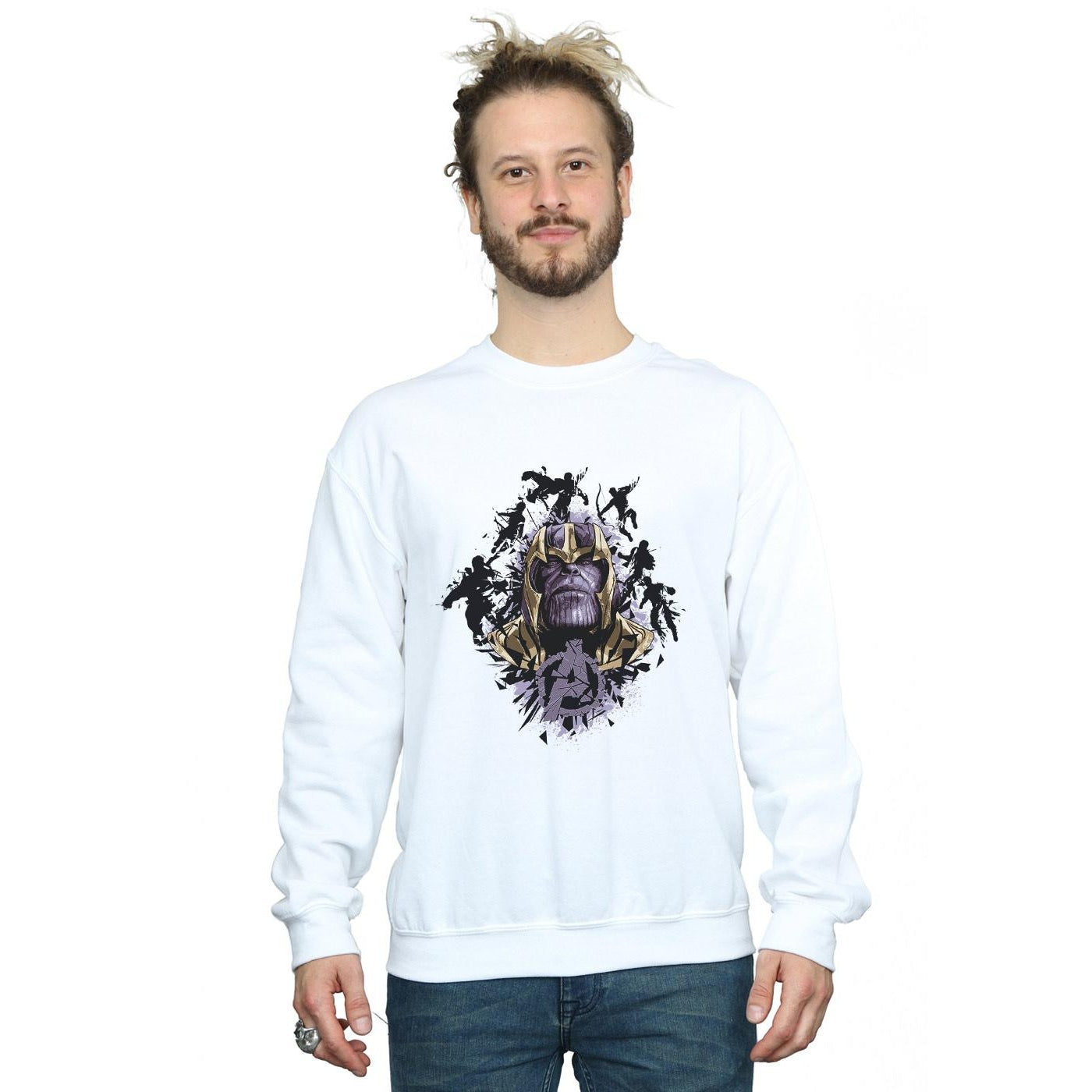 White - Back - Marvel Mens Avengers Endgame Warlord Thanos Cotton Sweatshirt