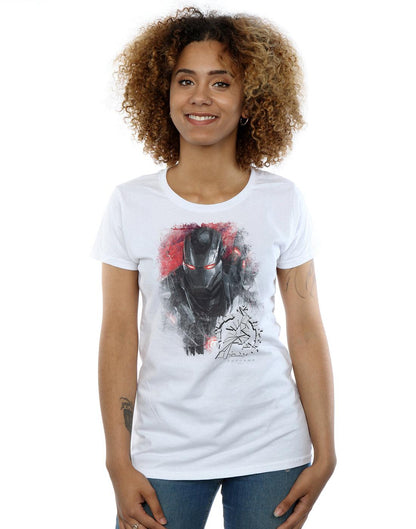 White - Back - Marvel Womens-Ladies Avengers Endgame War Machine Brushed Cotton T-Shirt