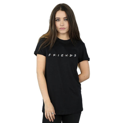 Black - Front - Friends Womens-Ladies Logo Boyfriend Cotton T-Shirt